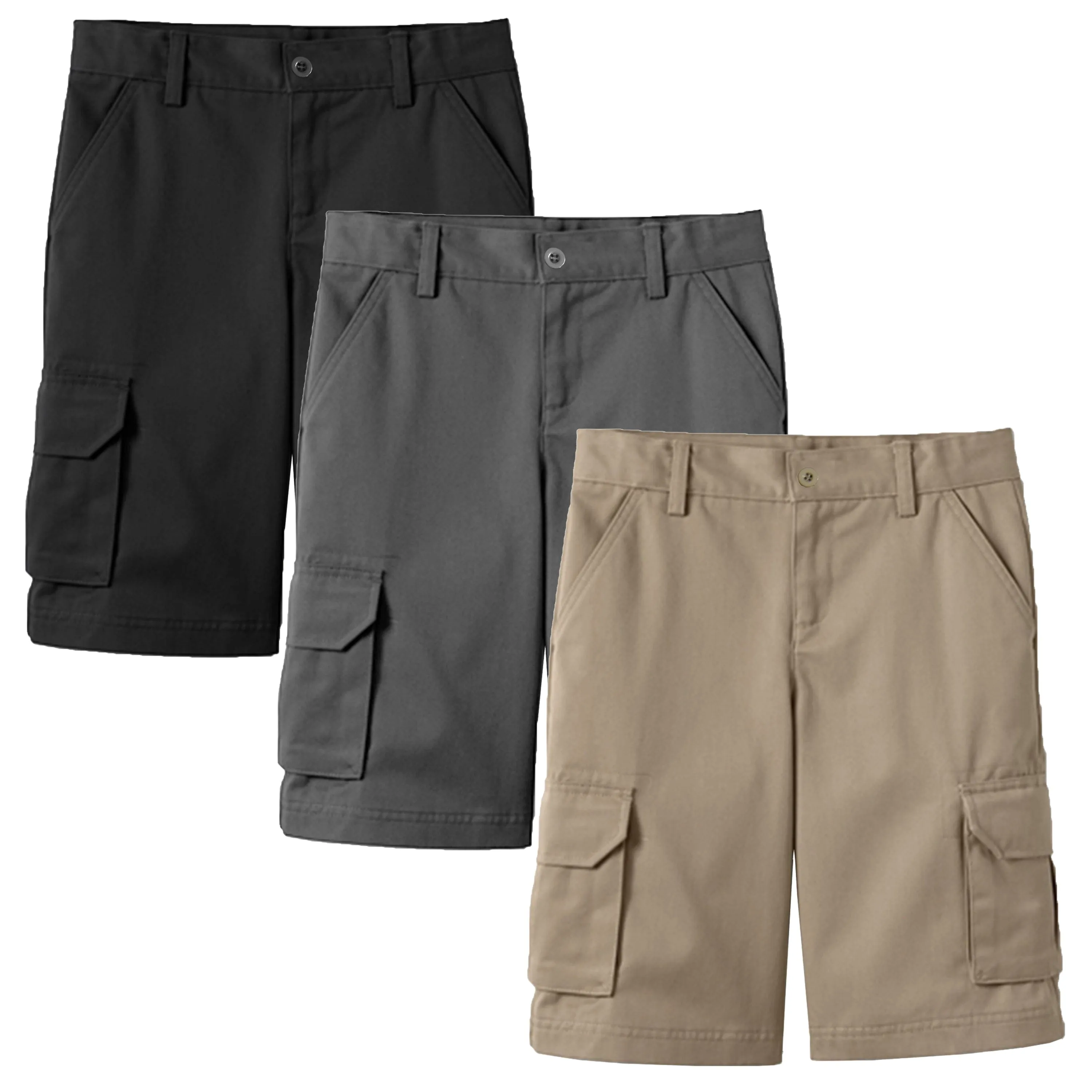 3-Pack Boy's Stretch Cotton Cargo Shorts (Sizes, 8-18)