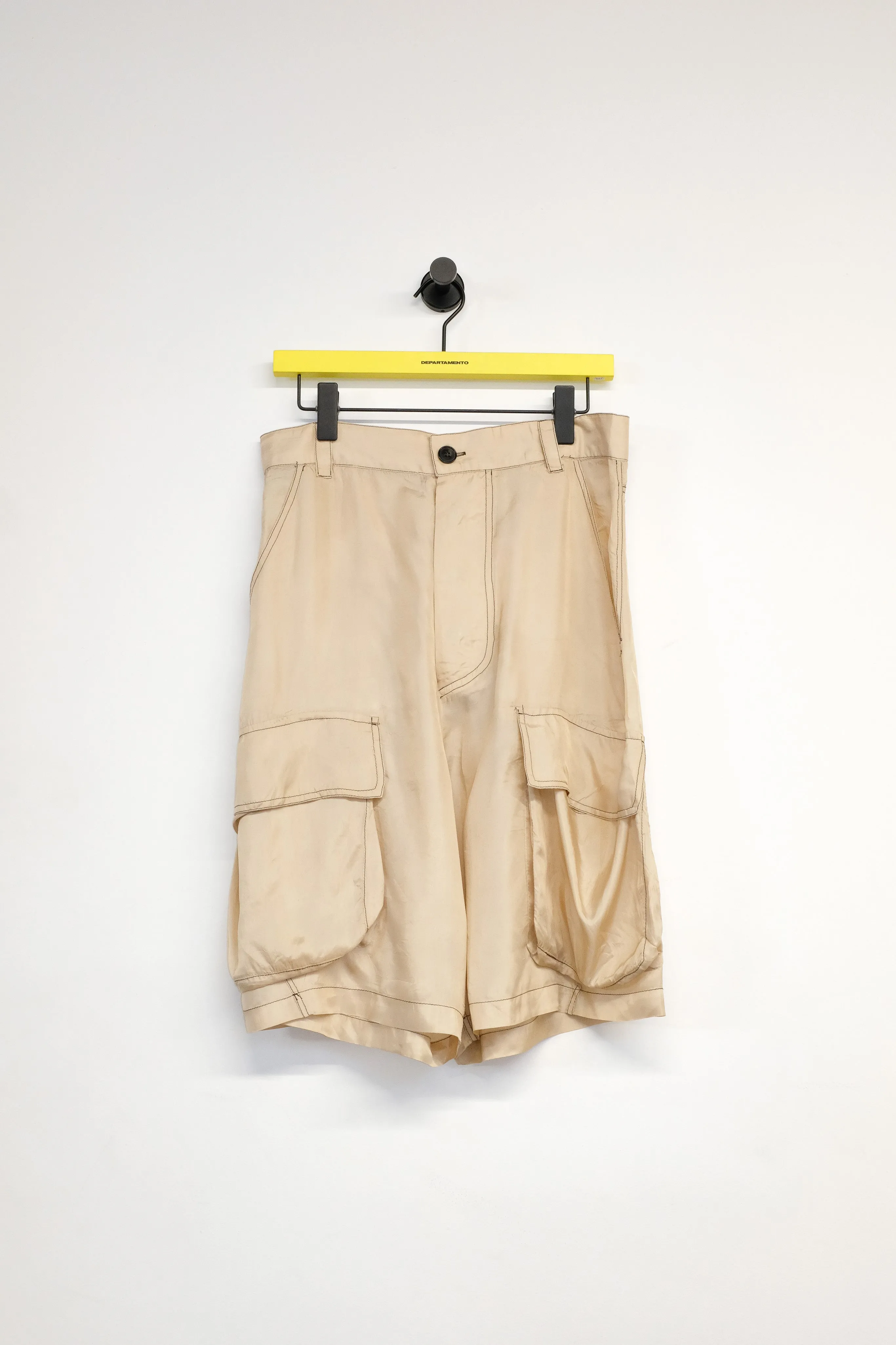 Beige Lining Sag Cargo Shorts