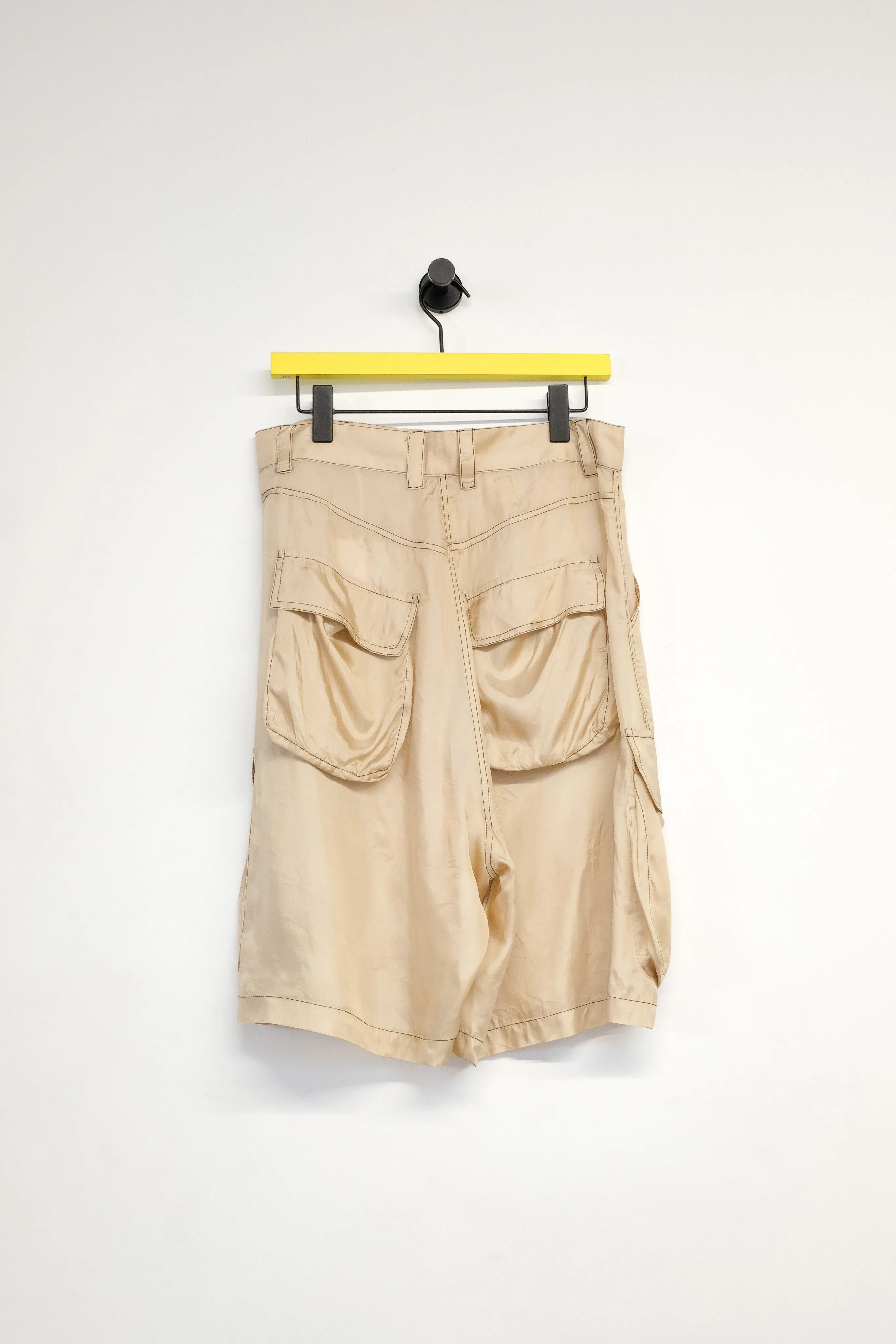 Beige Lining Sag Cargo Shorts