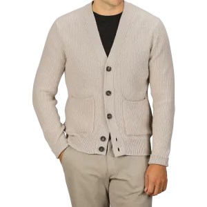 Beige Melange Wool Cashmere Cardigan