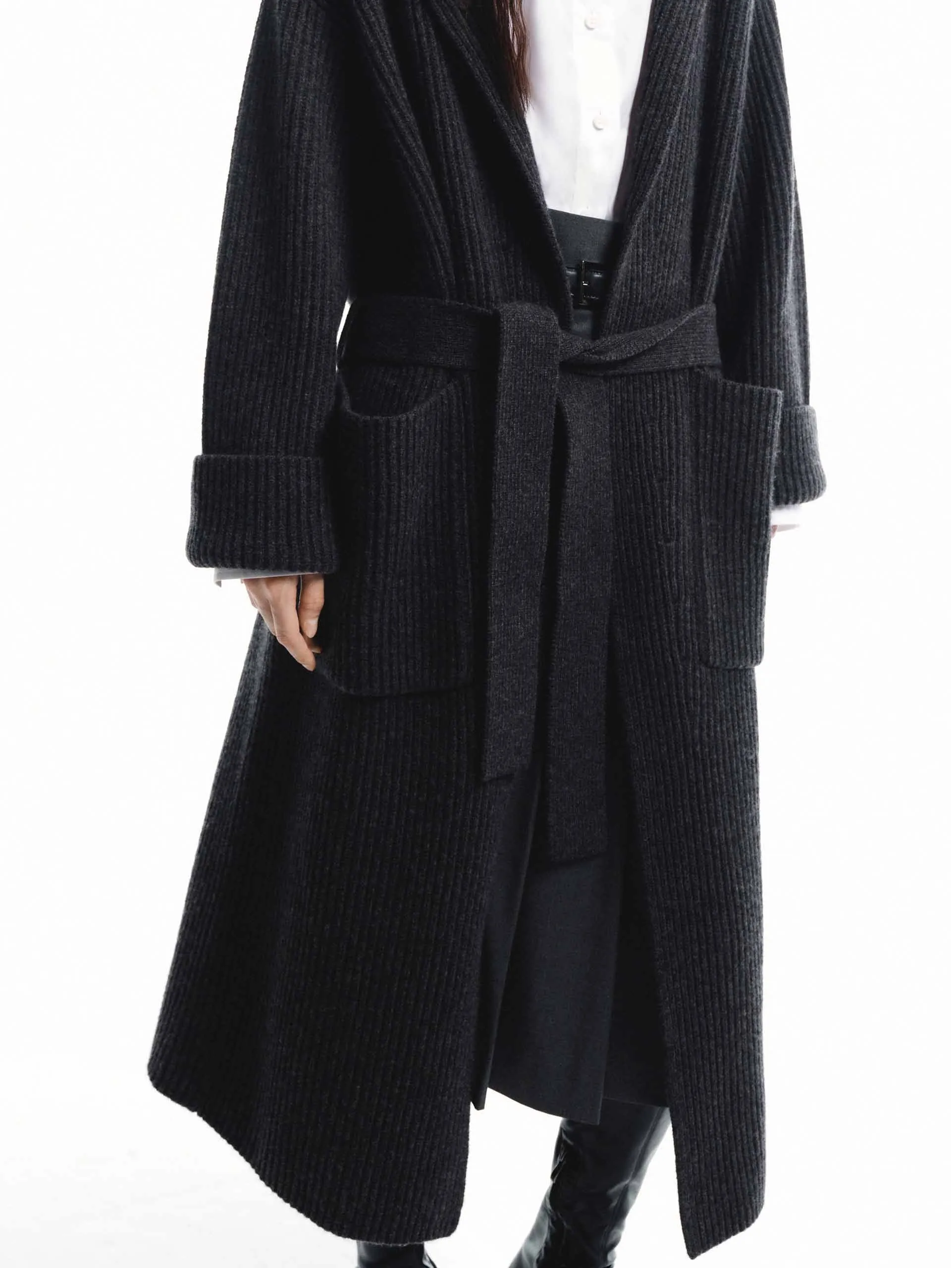 Belted Long Knitted Cardigan