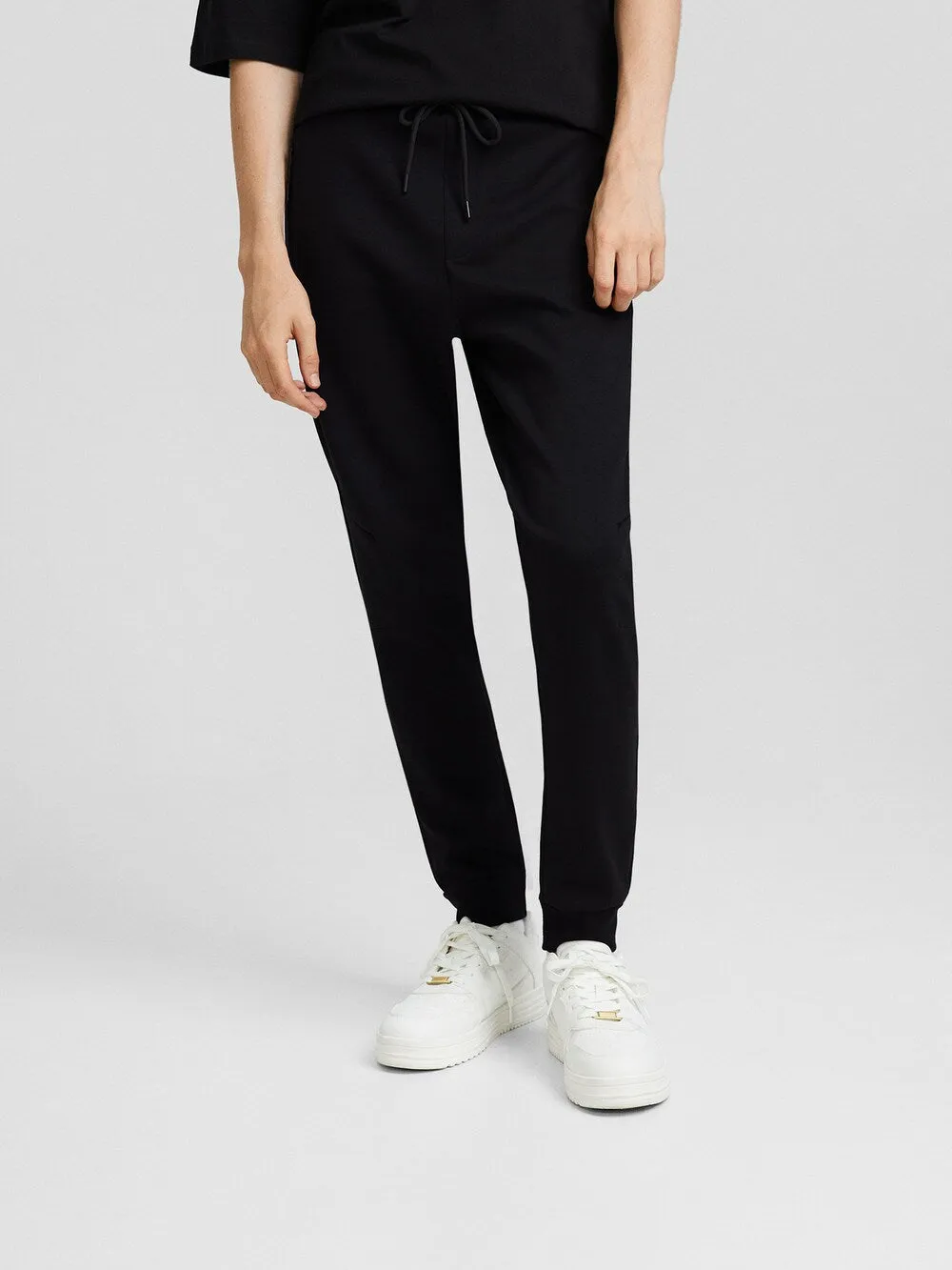 Bershka tapered trousers, black