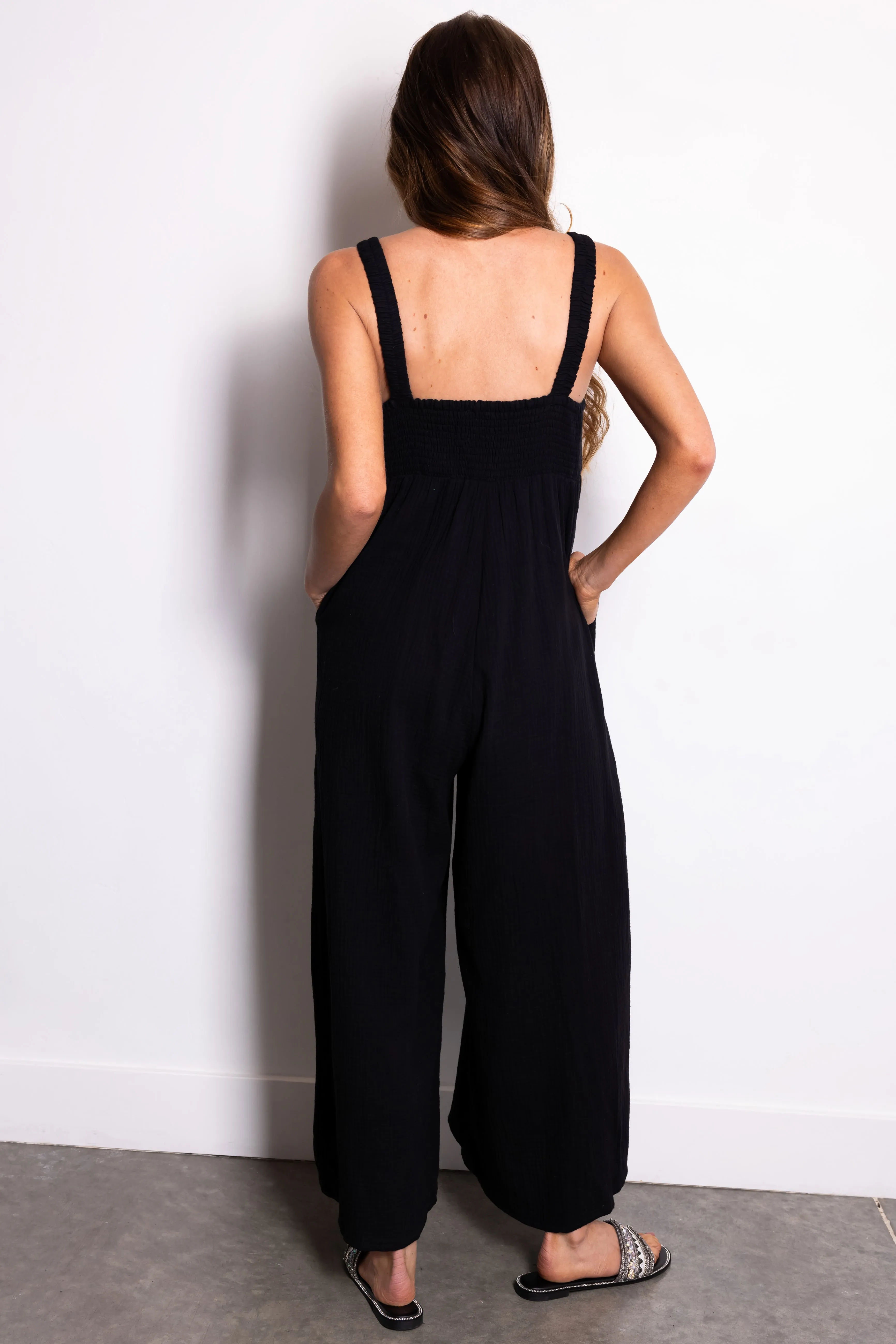 Black Sleeveless Wide Leg Jumpsuit