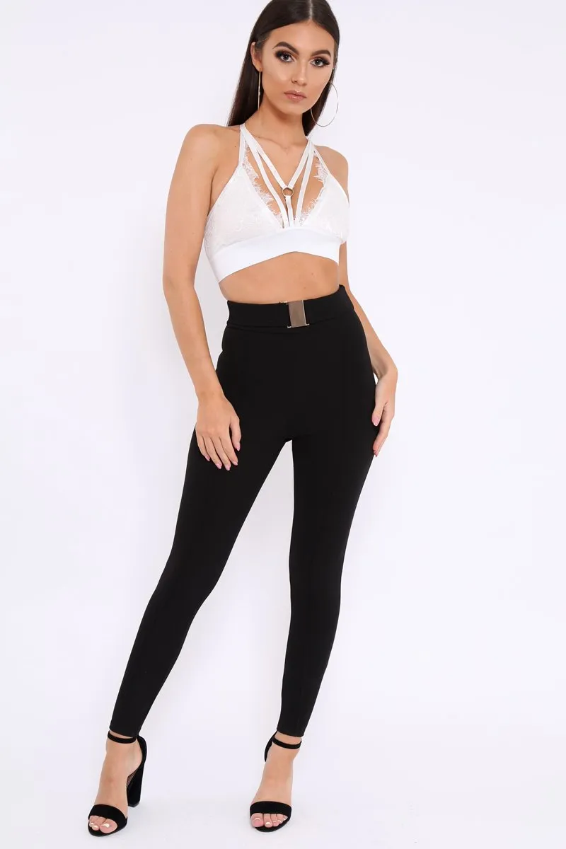 Black Tapered Trousers With Gold Buckle - Zyana