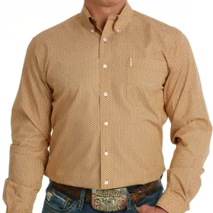 Cinch Men's L/S Modern Fit Brown Vertical Geometric Western Button Down Shirt