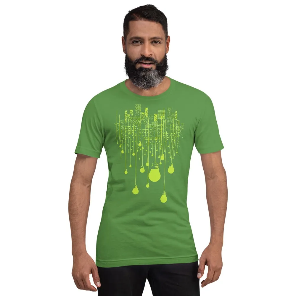 City Lime Green Bulb Lights Multi-Print Short-Sleeve Unisex T-Shirt