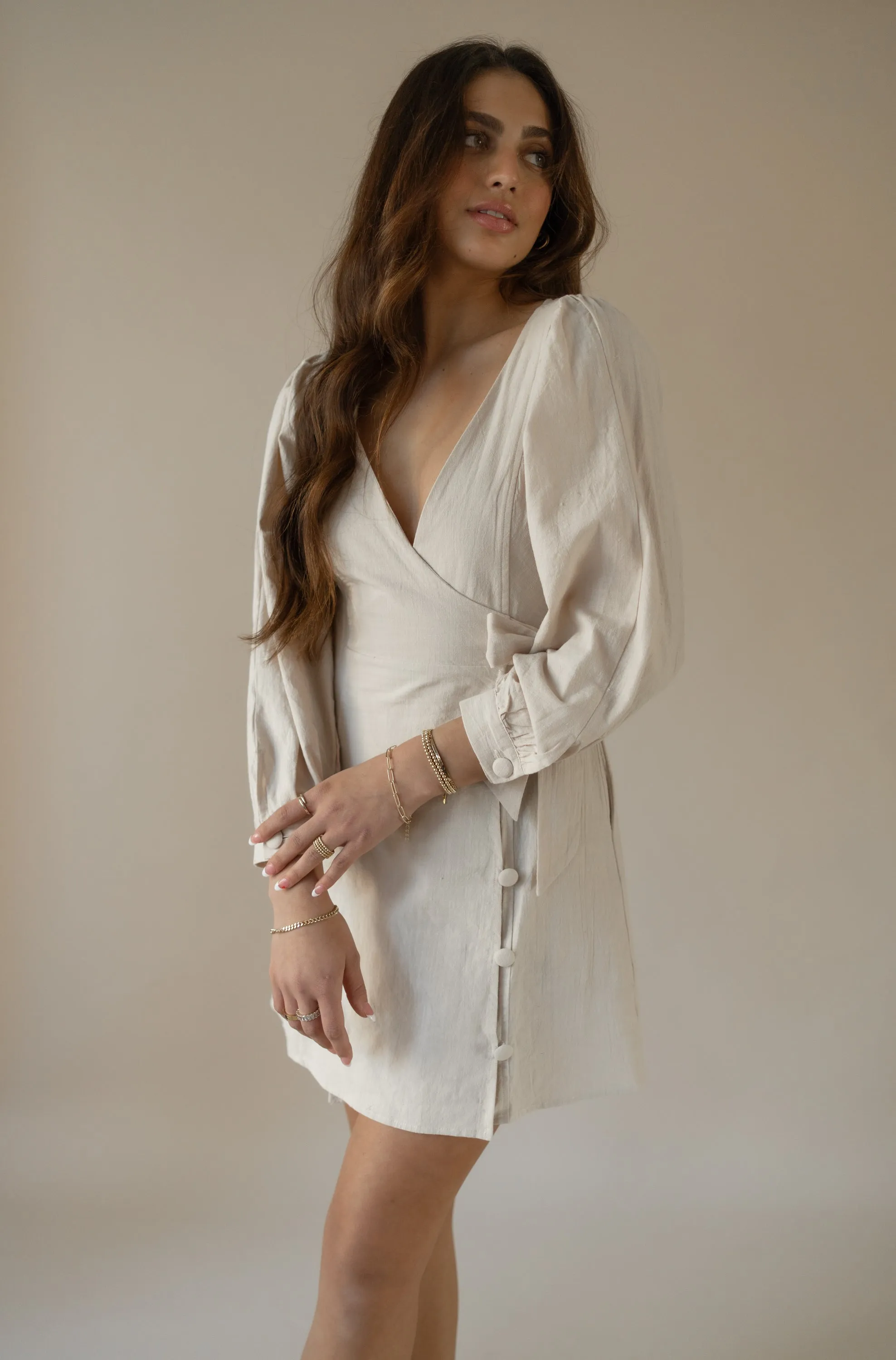 Creme wrap dress