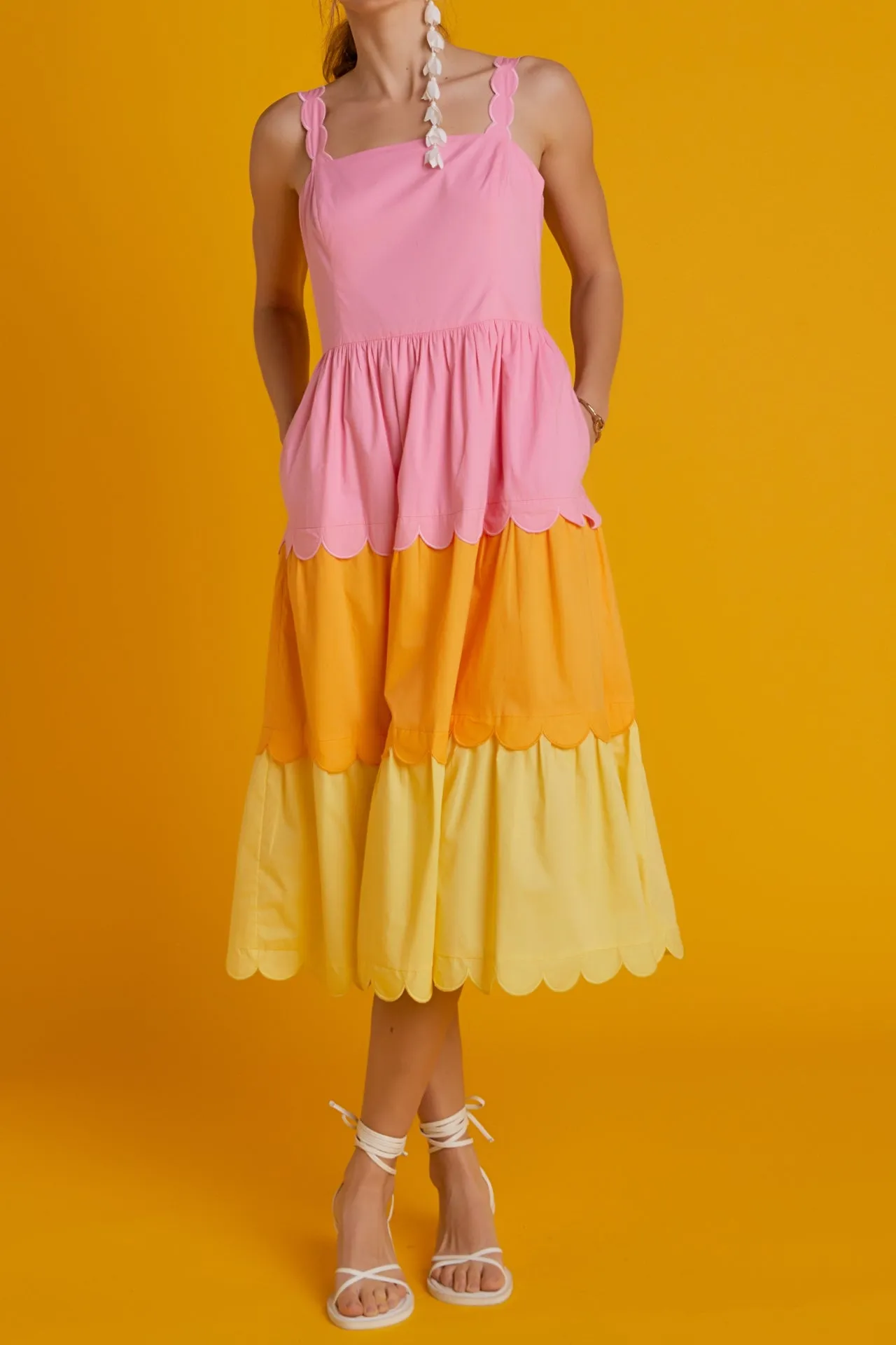 English Factory - Colorblock Scallop Dress