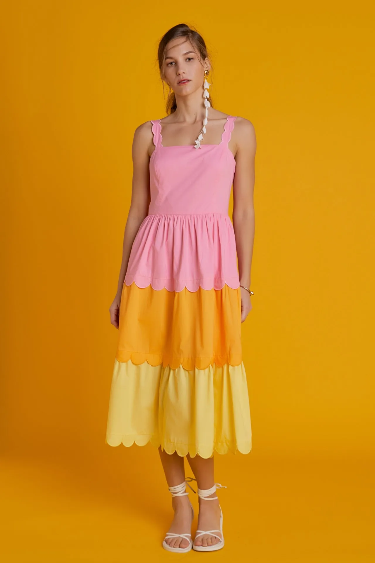 English Factory - Colorblock Scallop Dress