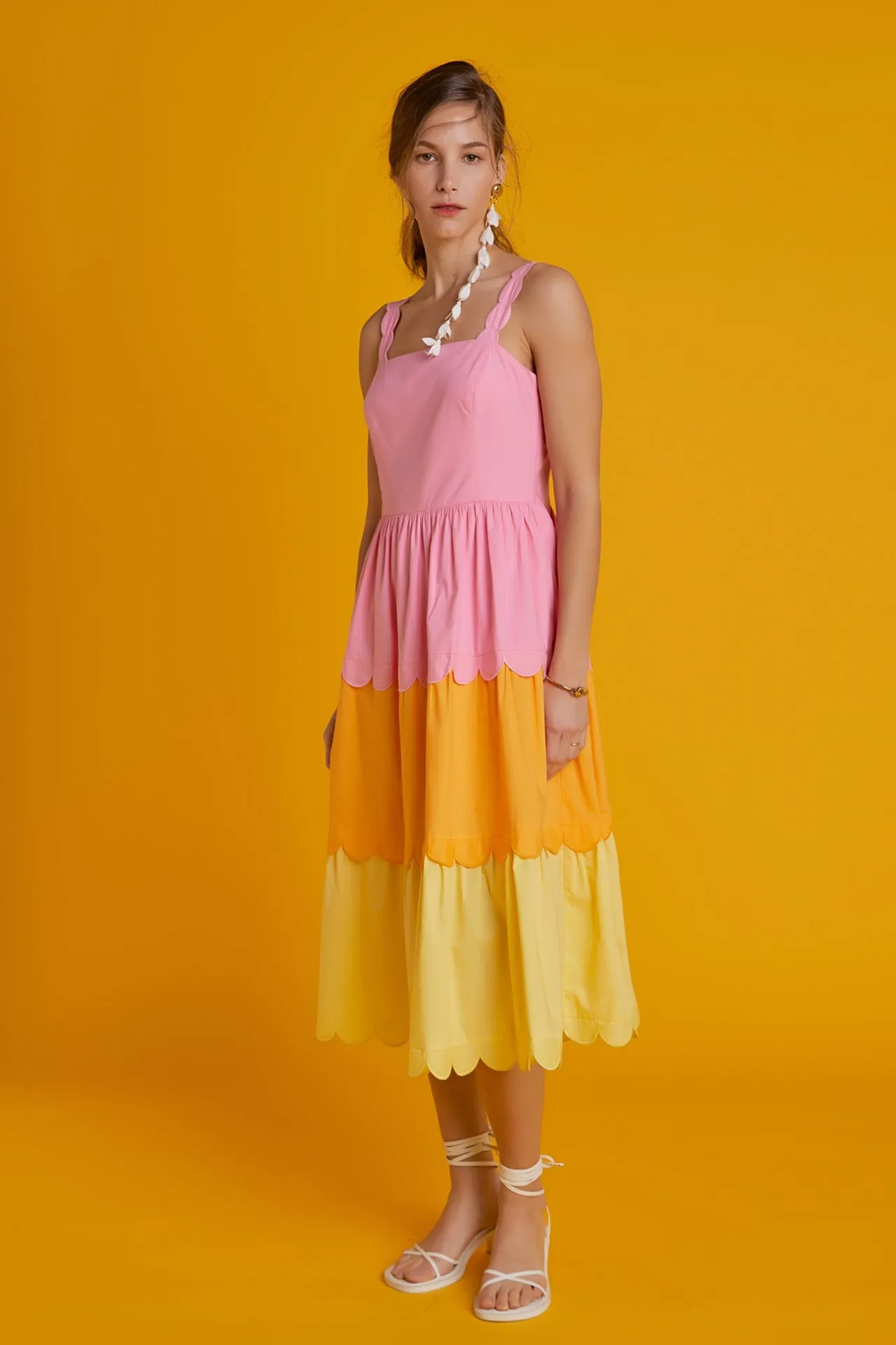 English Factory - Colorblock Scallop Dress