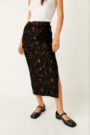 Free People Rosalie Velvet Midi Skirt