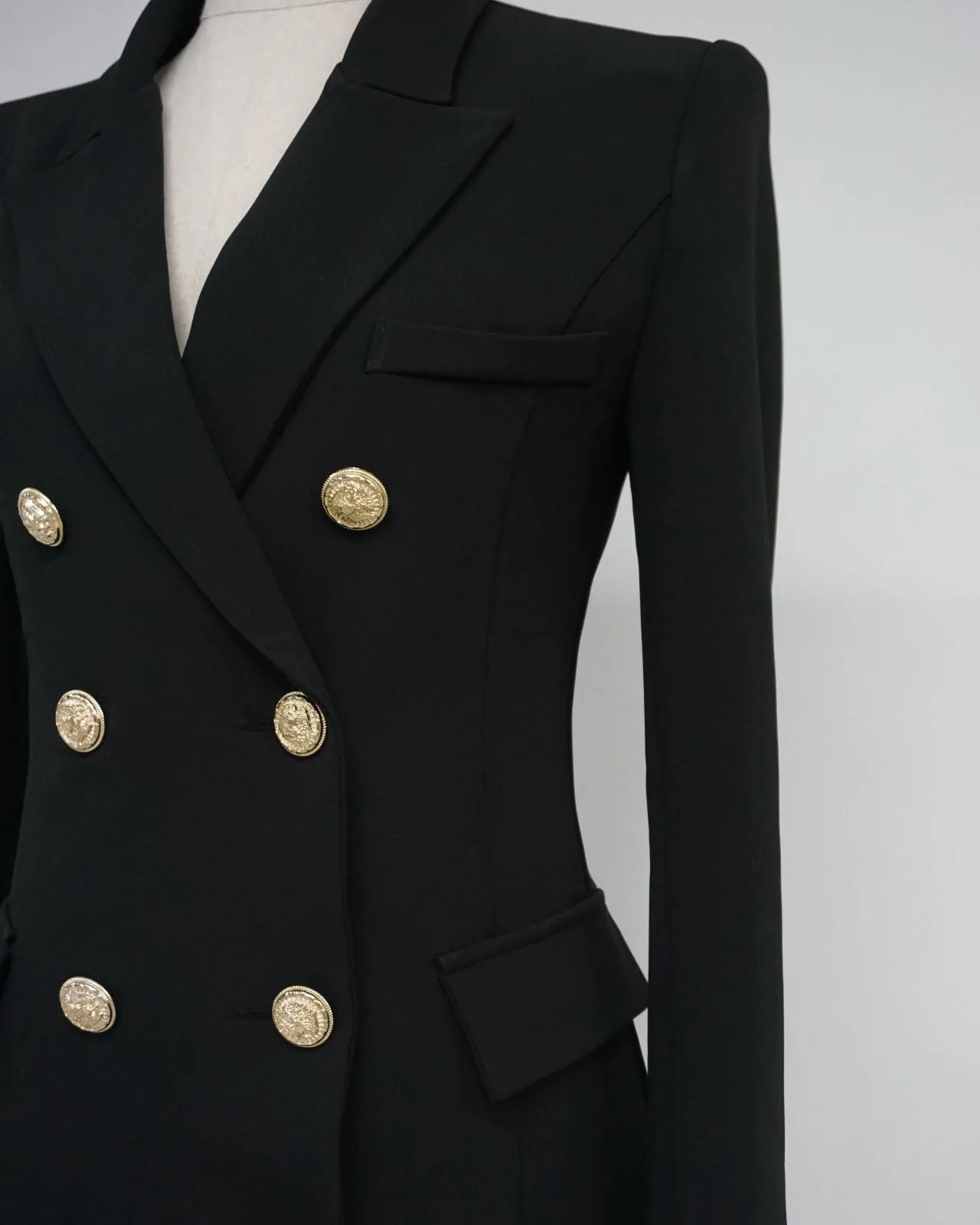 GOLD BUTTON BLAZER DRESS