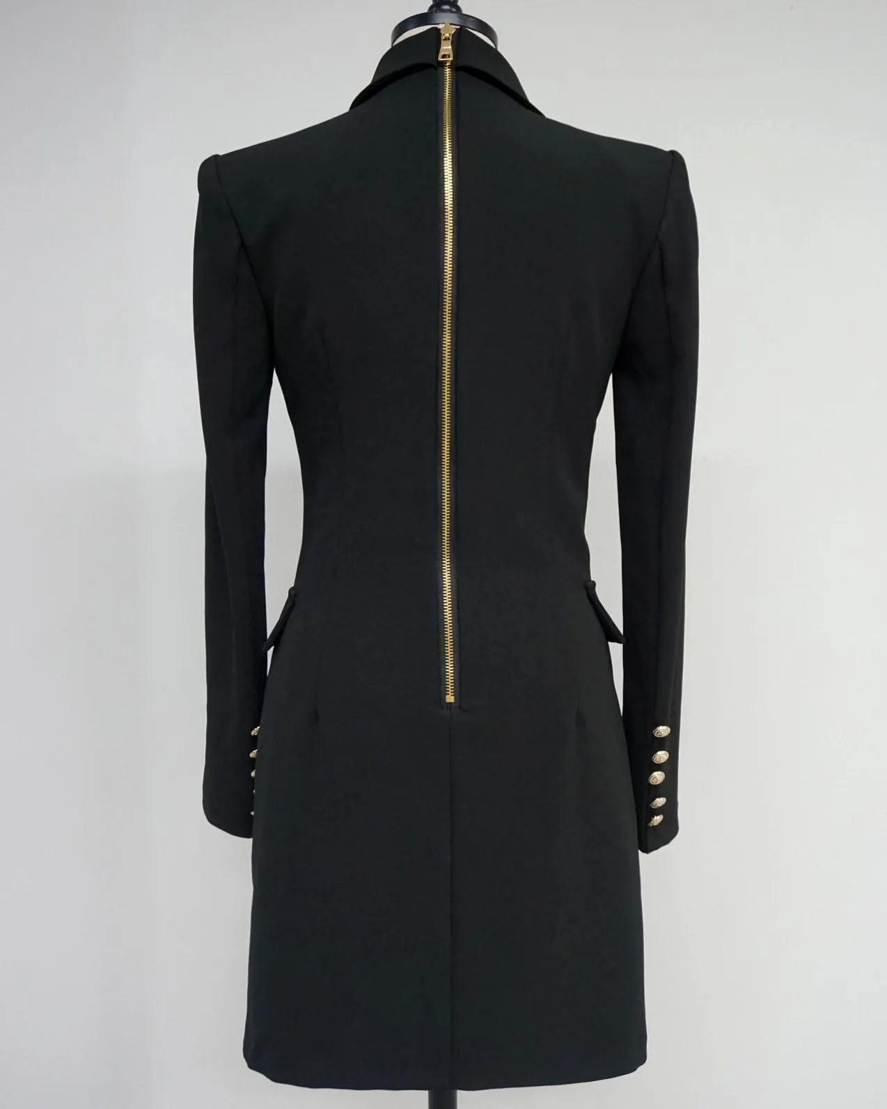 GOLD BUTTON BLAZER DRESS