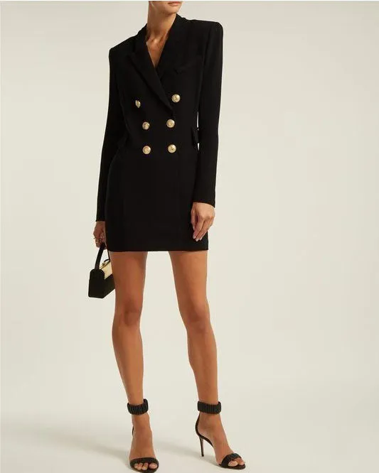 GOLD BUTTON BLAZER DRESS