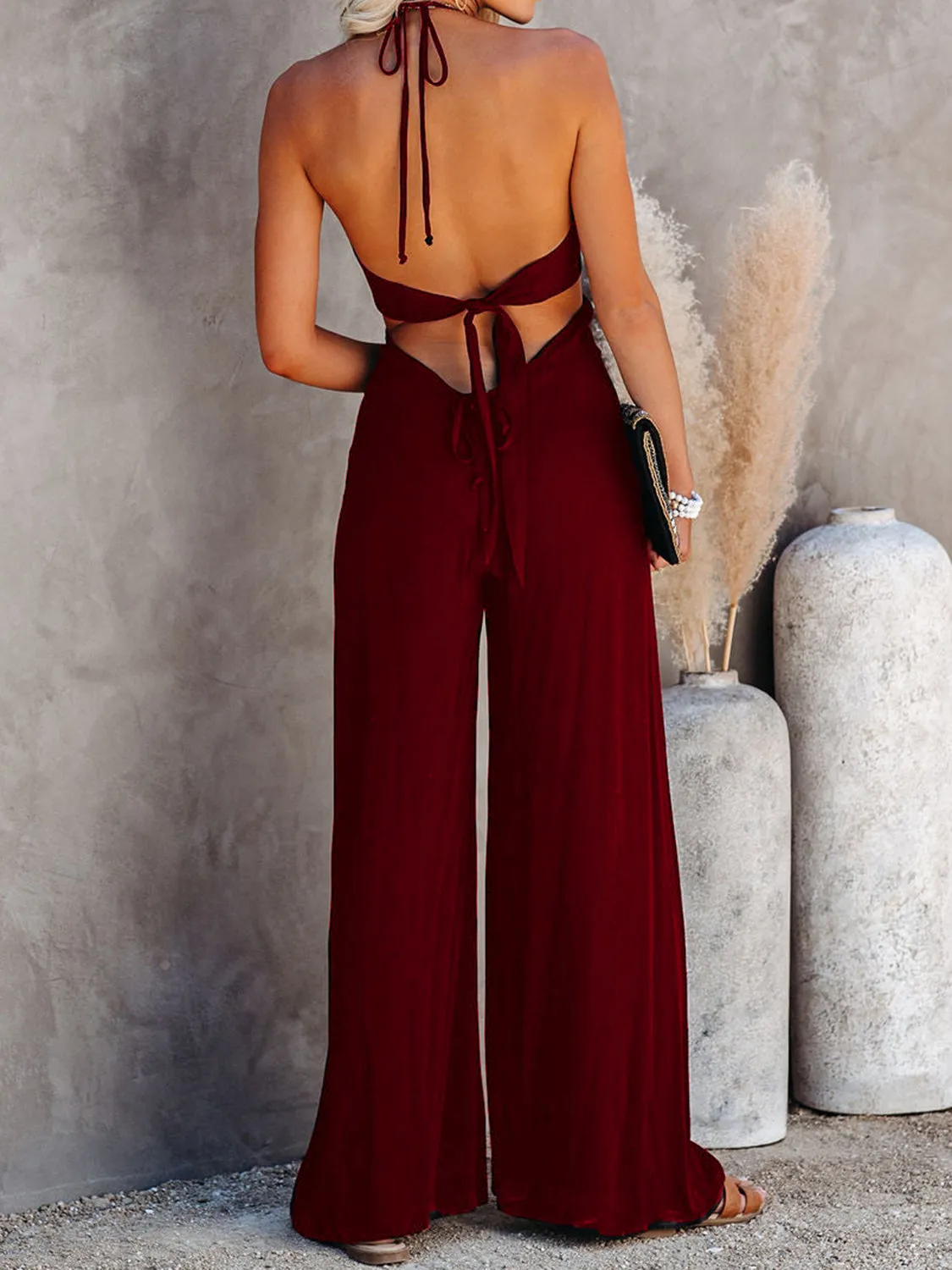 Halter Neck Wide Leg Summer Jumpsuit