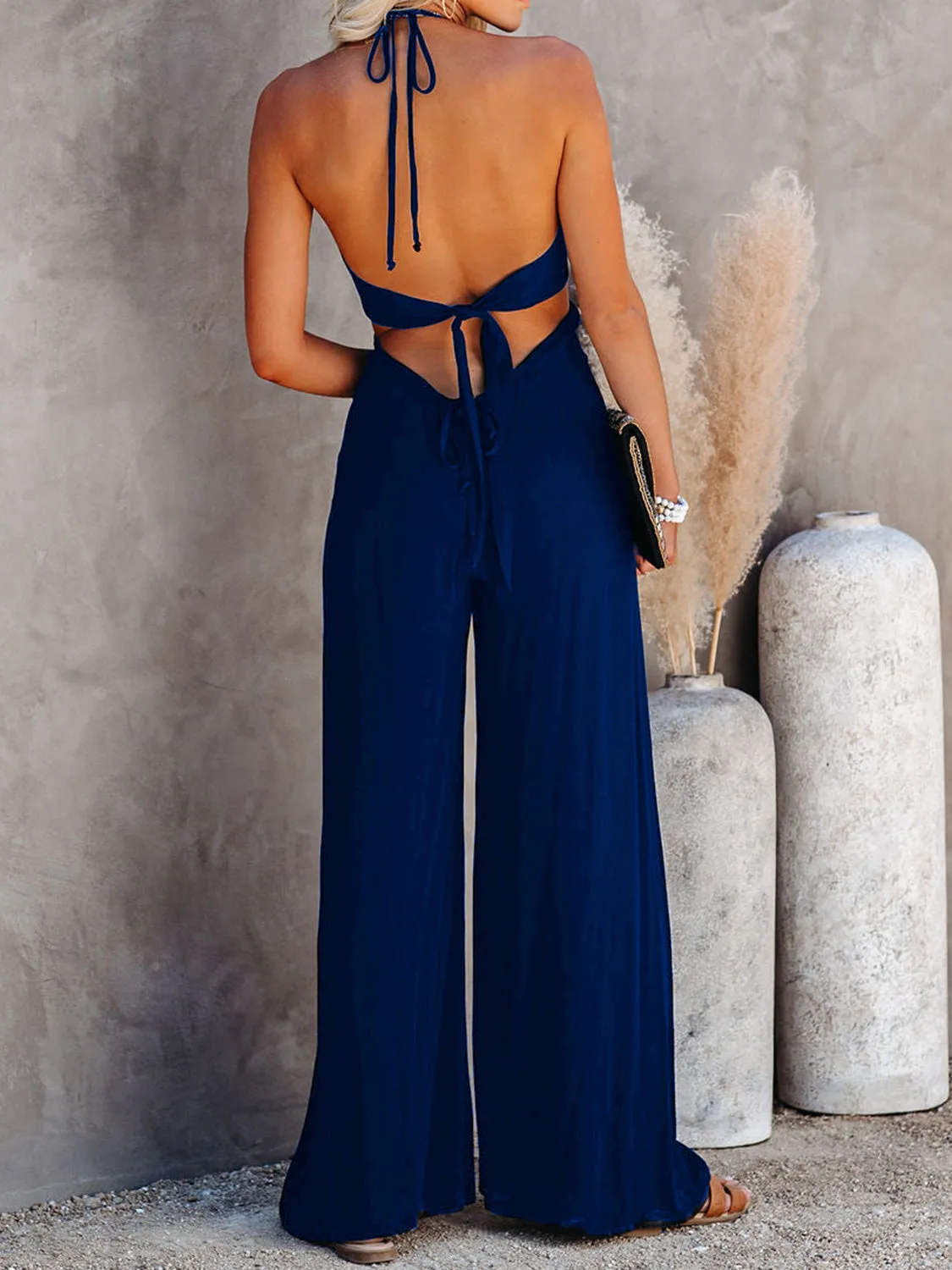 Halter Neck Wide Leg Summer Jumpsuit