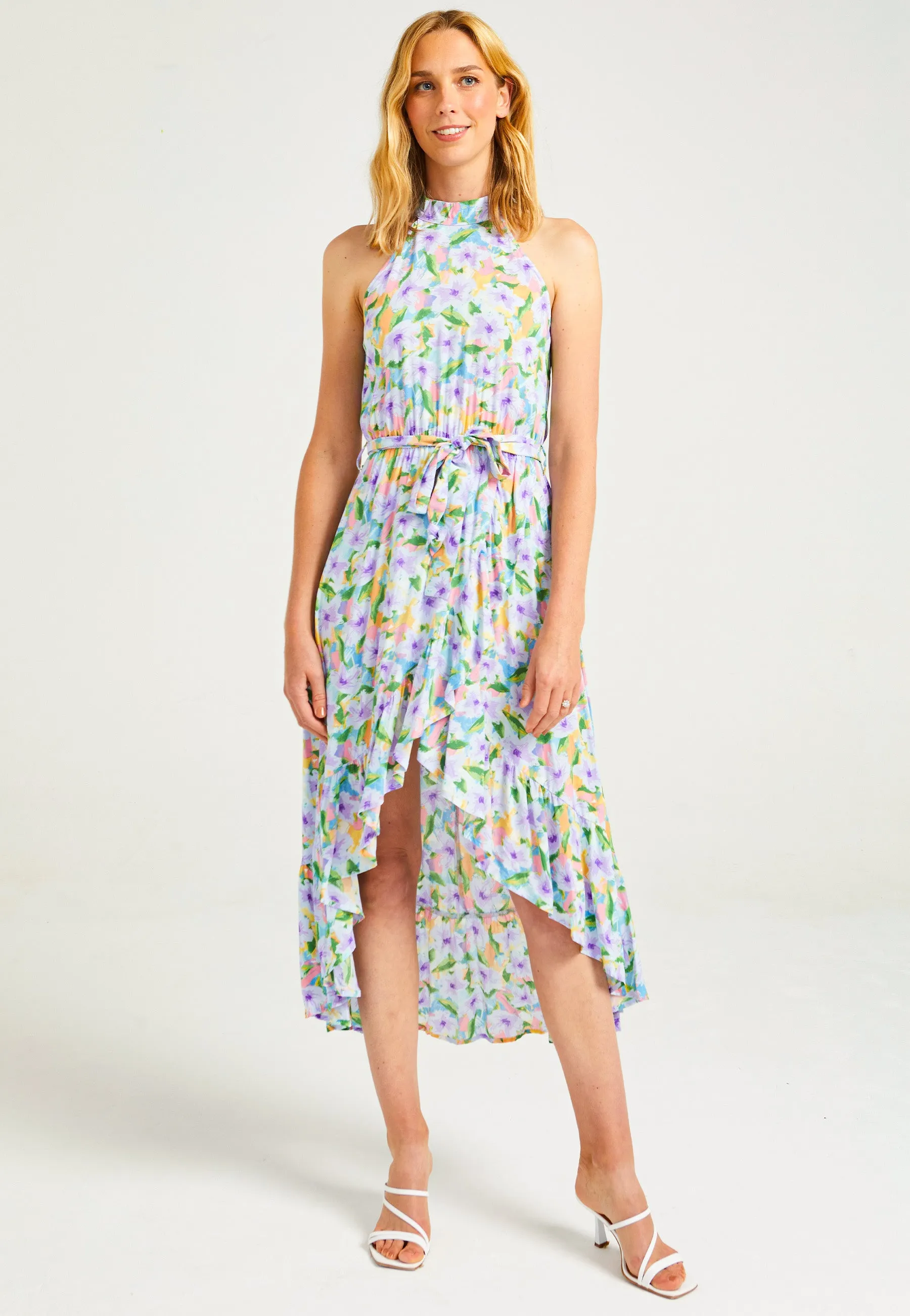 High Low Halterneck Dress in Floral Dress