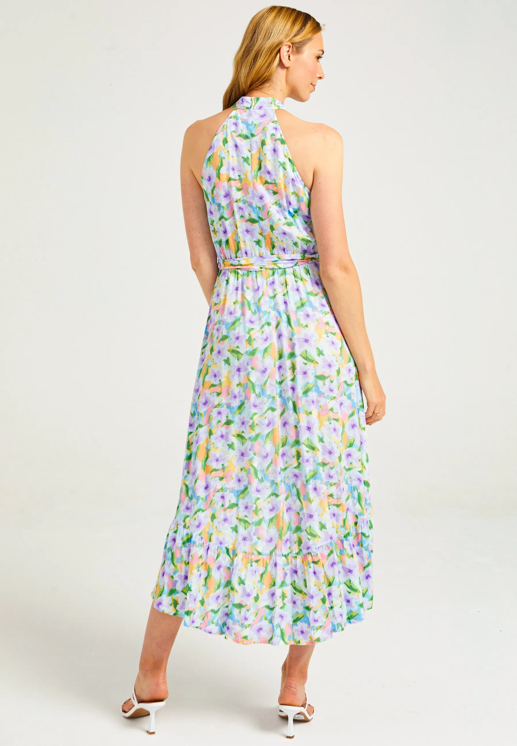 High Low Halterneck Dress in Floral Dress