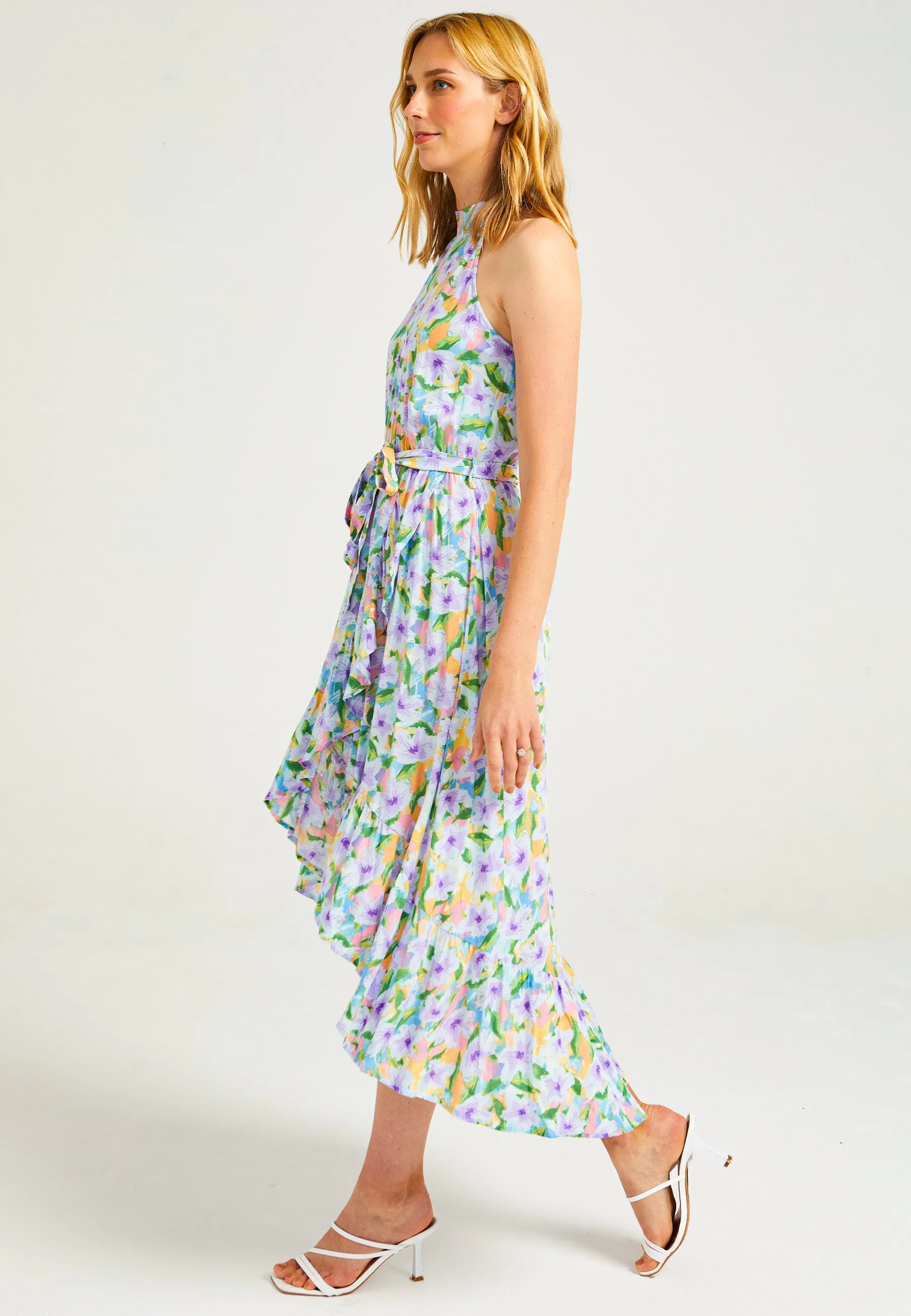 High Low Halterneck Dress in Floral Dress