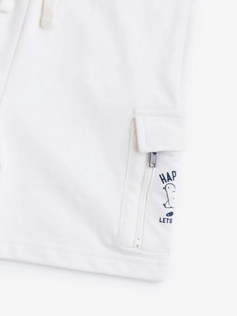 HOP Kids Off-White Cargo-Style Mid Rise Shorts