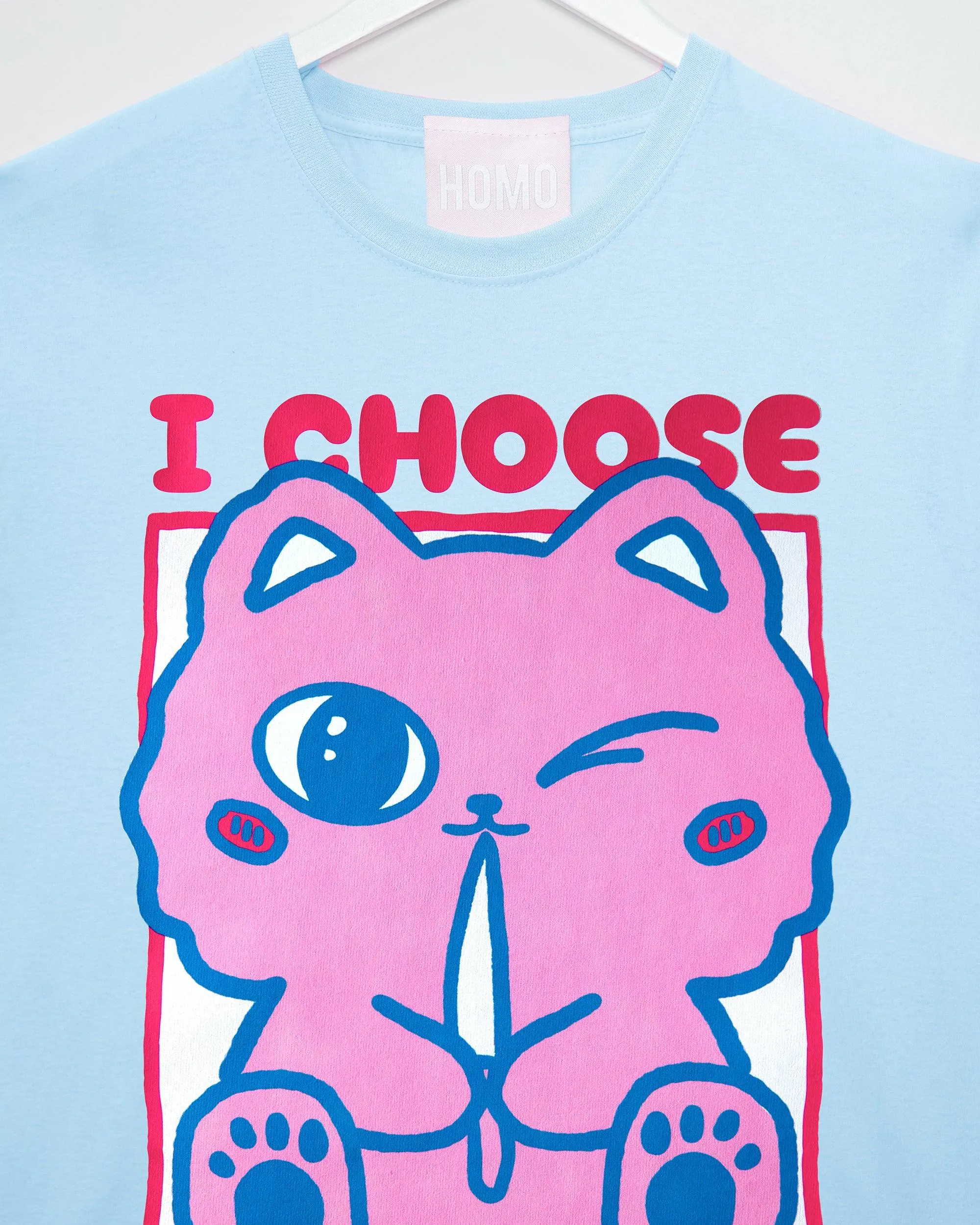 I choose mischief  - light blue cropped tshirt / crop top