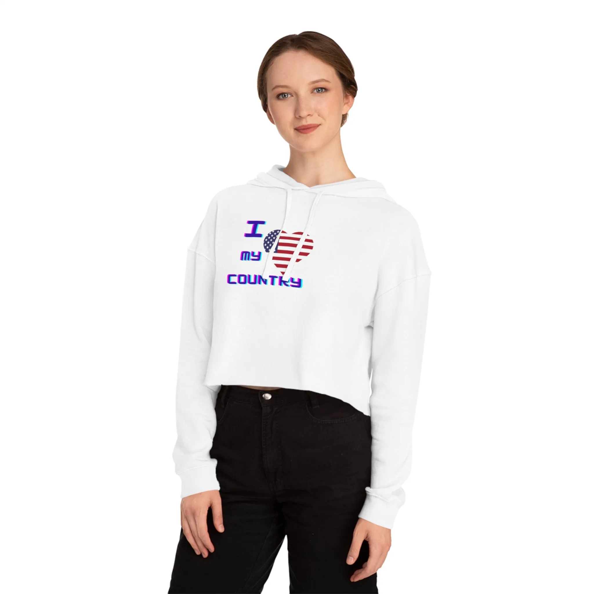 I love America Women’s Cropped Hooded Sweatshirt