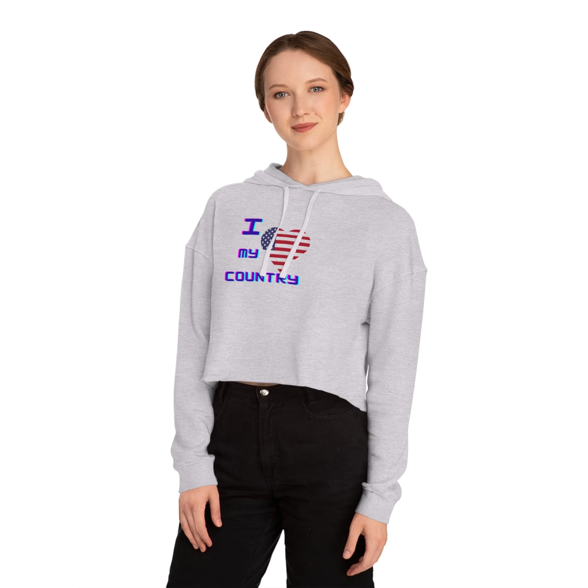 I love America Women’s Cropped Hooded Sweatshirt