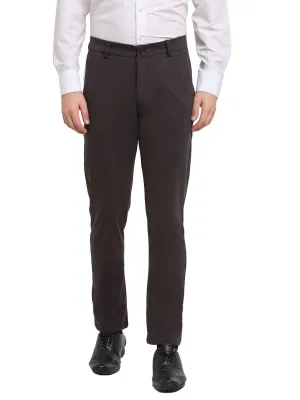 Jashvi Men's Brown 4-Way Lycra Tapered Fit Trousers