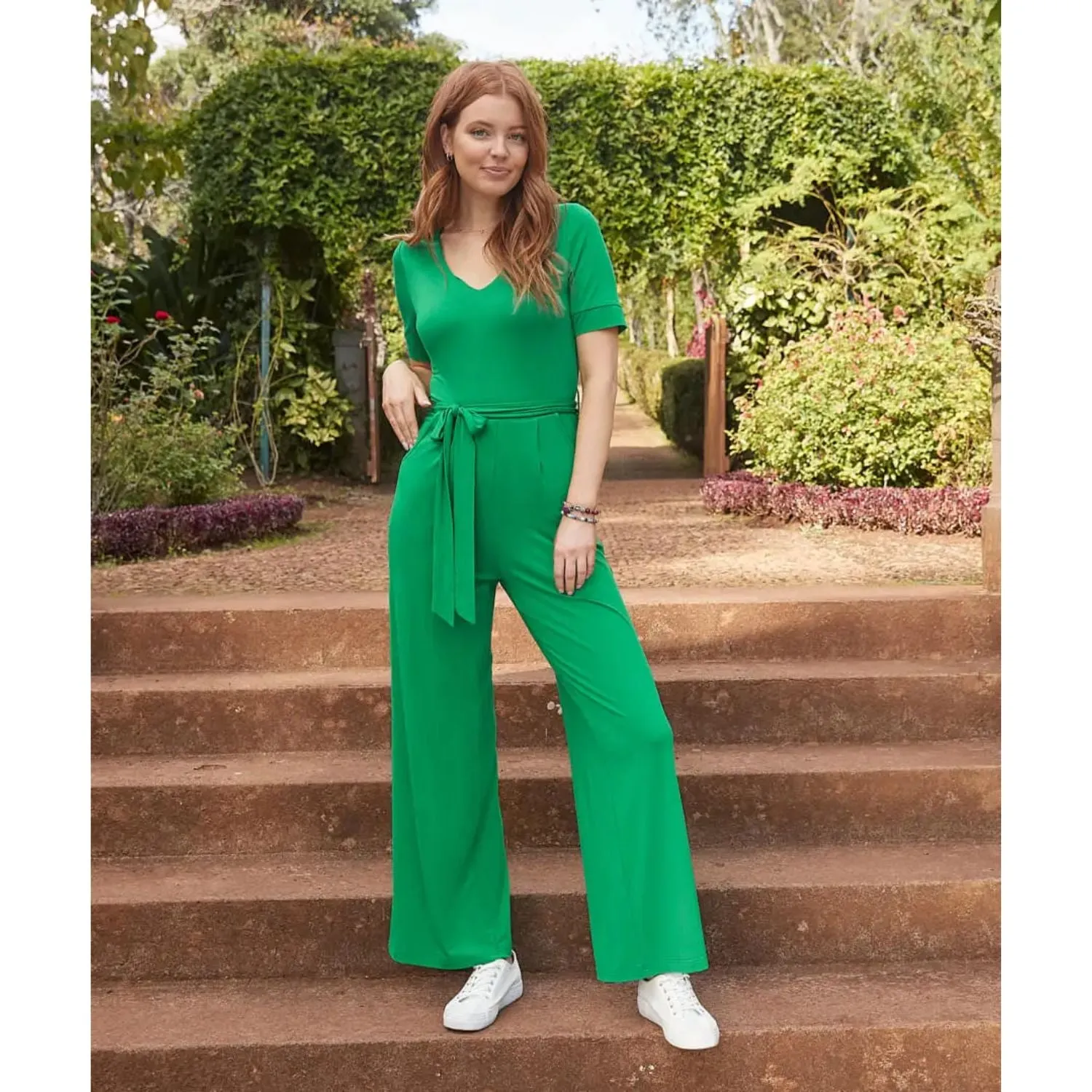 Joe Browns 10 Green Polly Jersey Jumpsuit