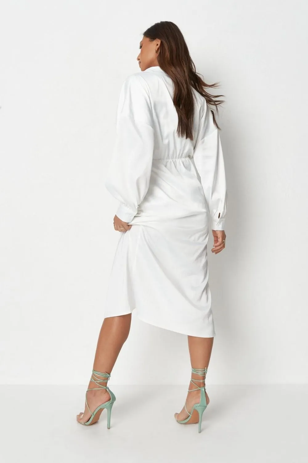 Kimono Wrap Full Sleeve White Dress