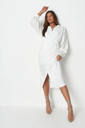 Kimono Wrap Full Sleeve White Dress