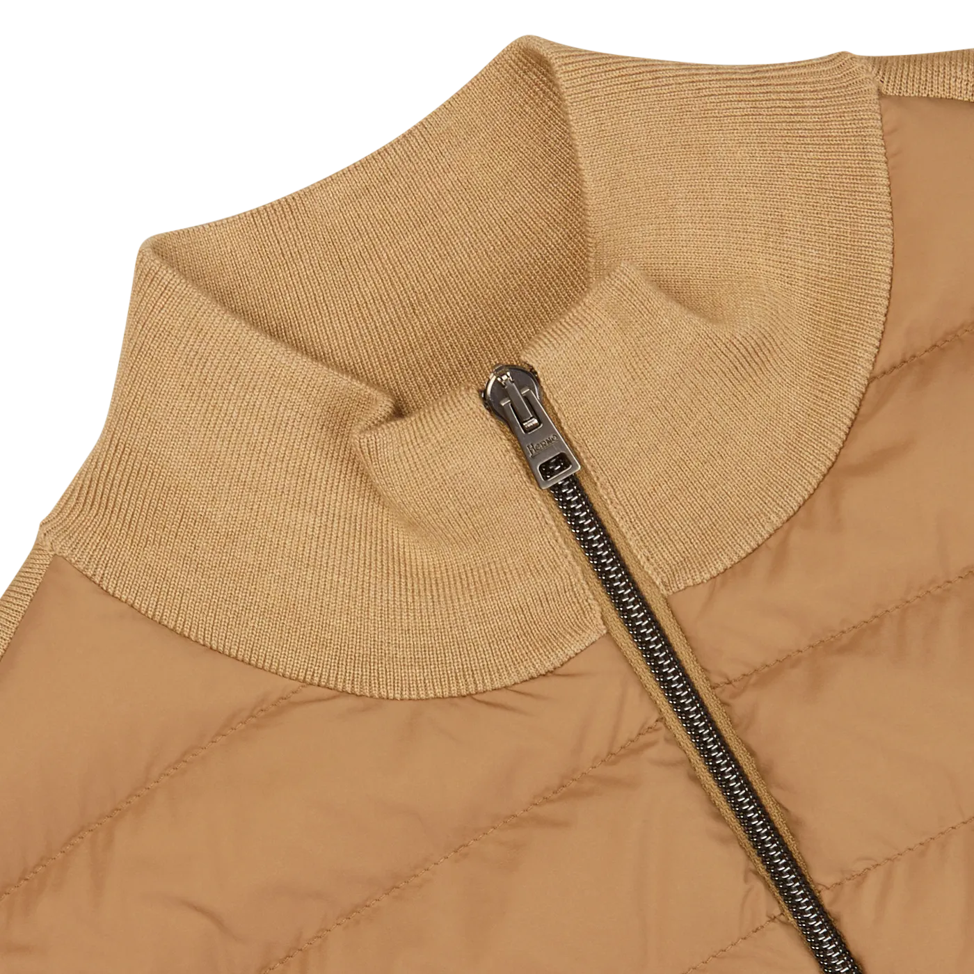 Light Camel Wool Silk Nylon Padded Jacket