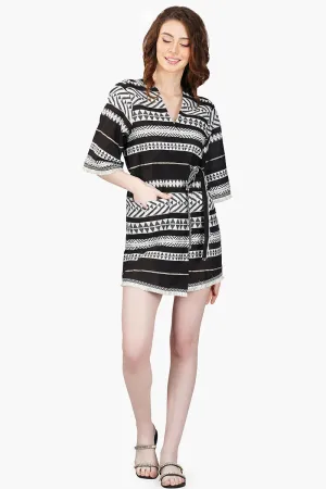 Lori Mexican Striped Kimono Cover Up Dress