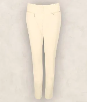 Marie Mero Cream Ladies Zip Pockets Tapered Stretch Trousers UK 16 US 12 EU 44