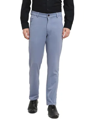 Men'S Grey 4-Way Lycra Tapered Fit Trousers