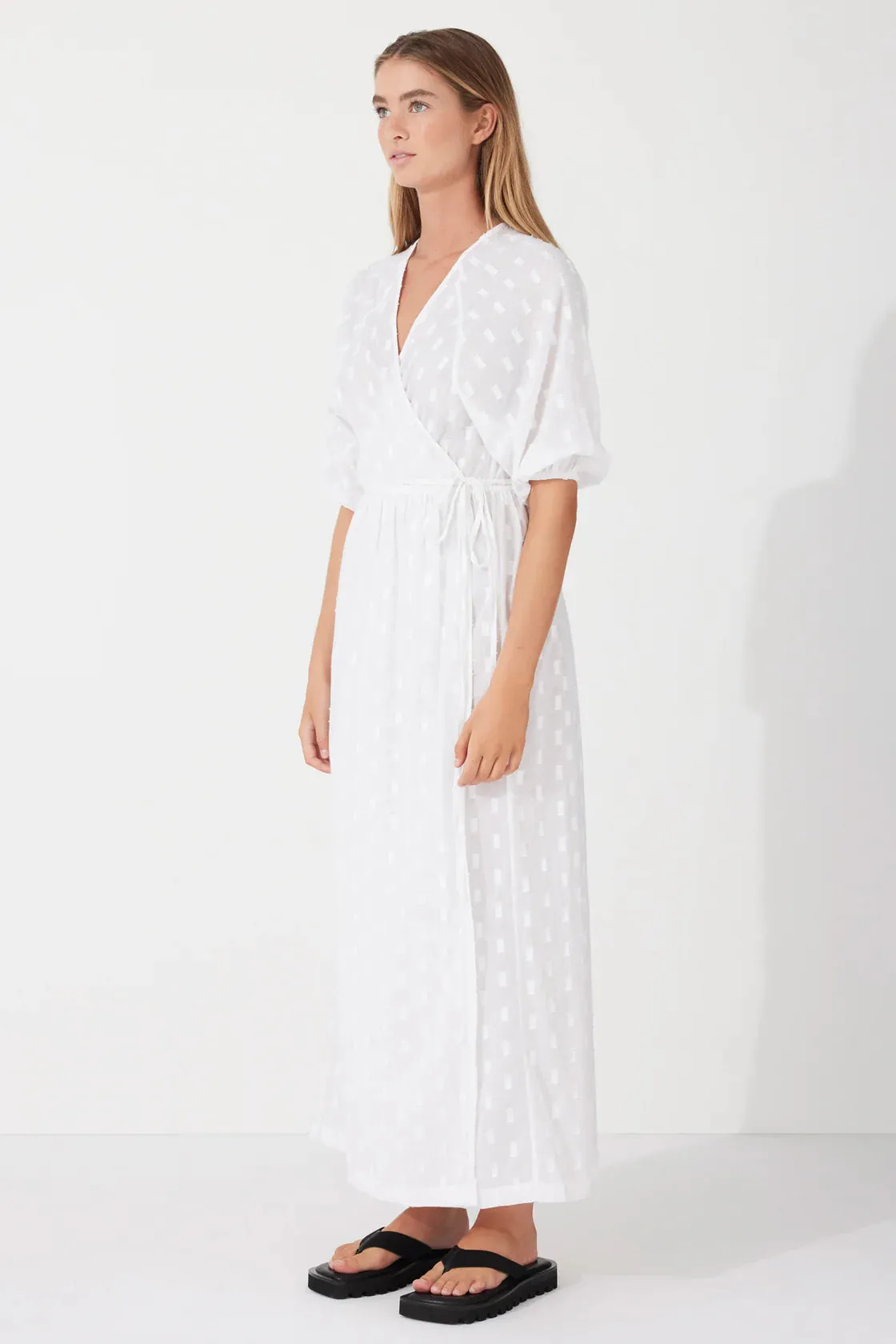 Milk Textured Wrap Dress