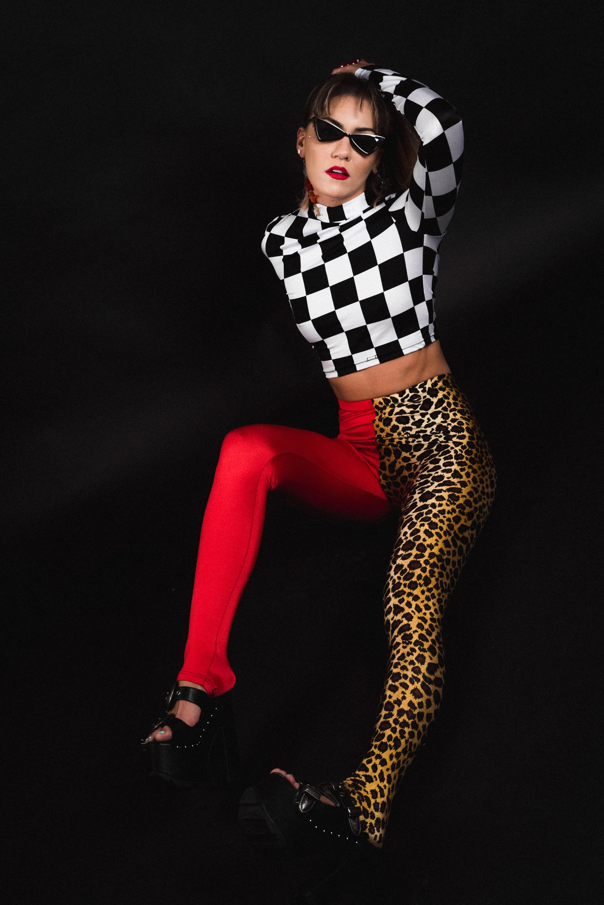 Mod Squad Checker Long Sleeve Crop Top