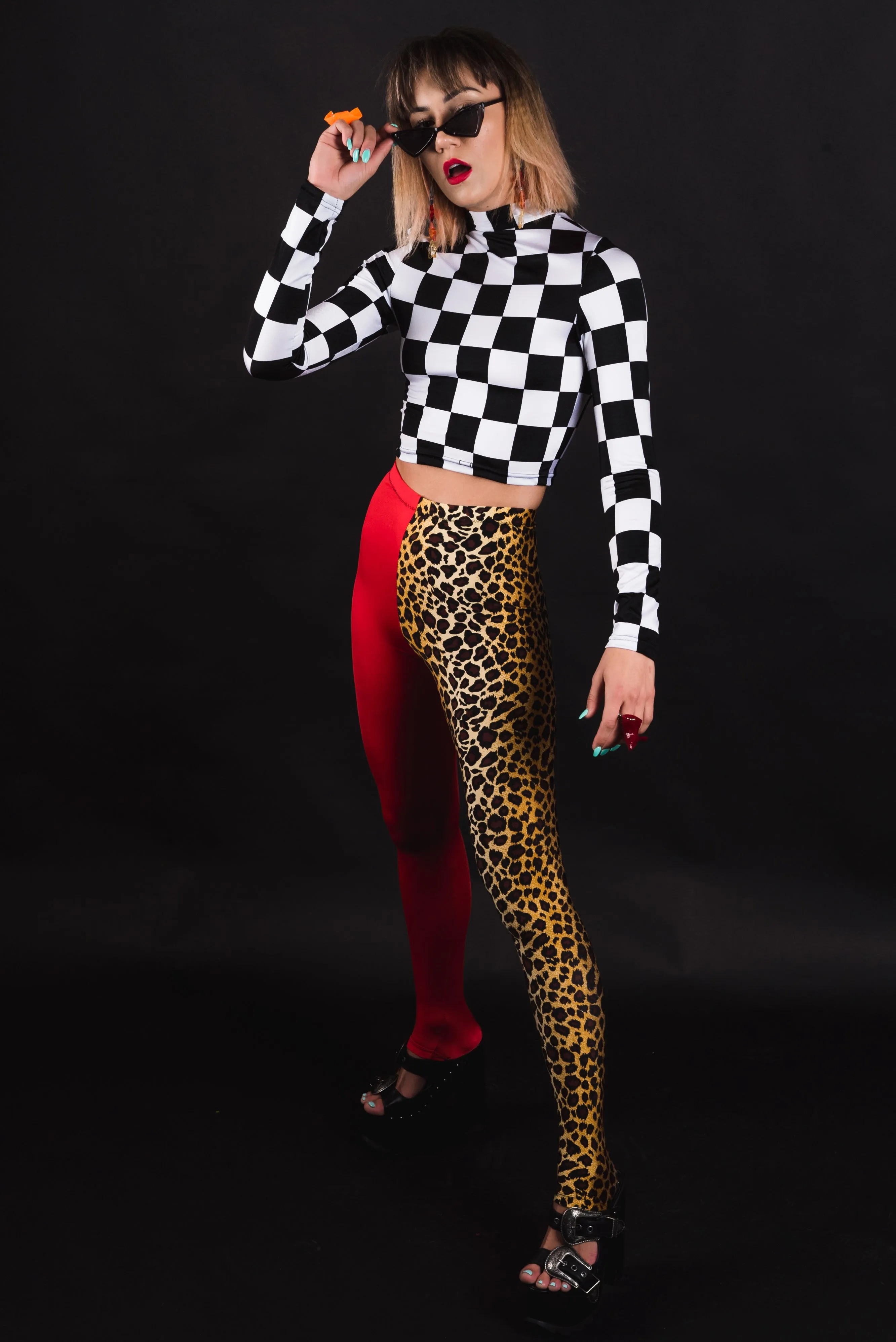 Mod Squad Checker Long Sleeve Crop Top