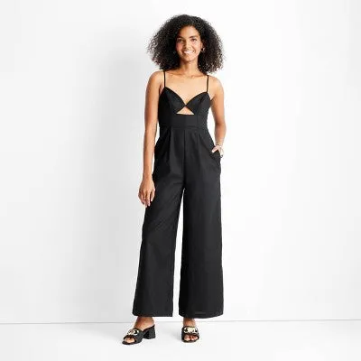 New - Future Collective Jenny K Lopez Strappy Cut-Out Wide Leg Jumpsuit