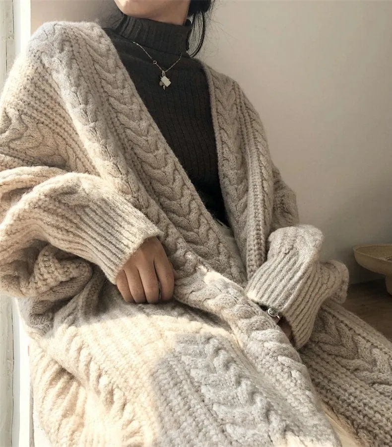 Oversized Long Knitted Cardigan