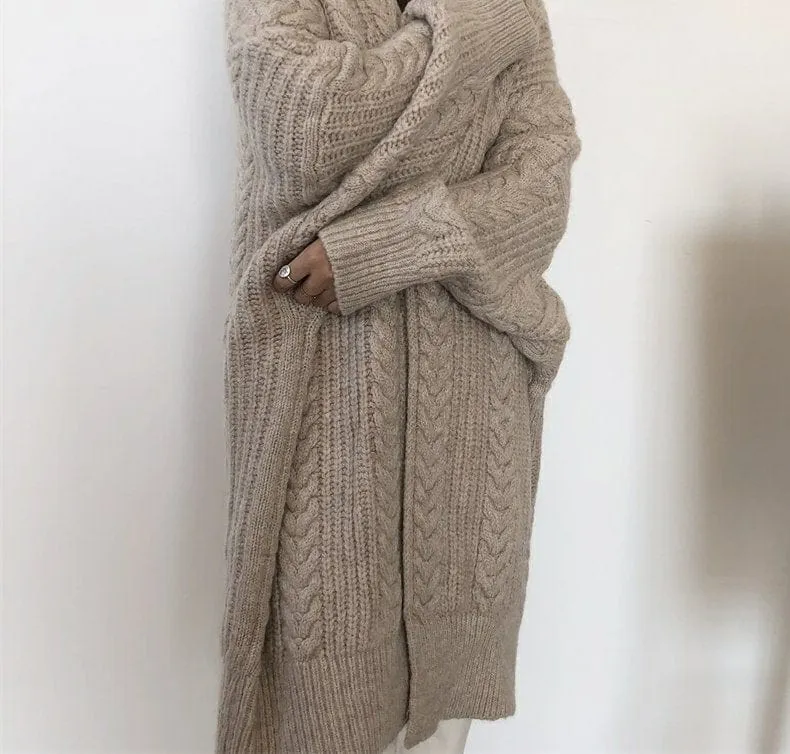 Oversized Long Knitted Cardigan