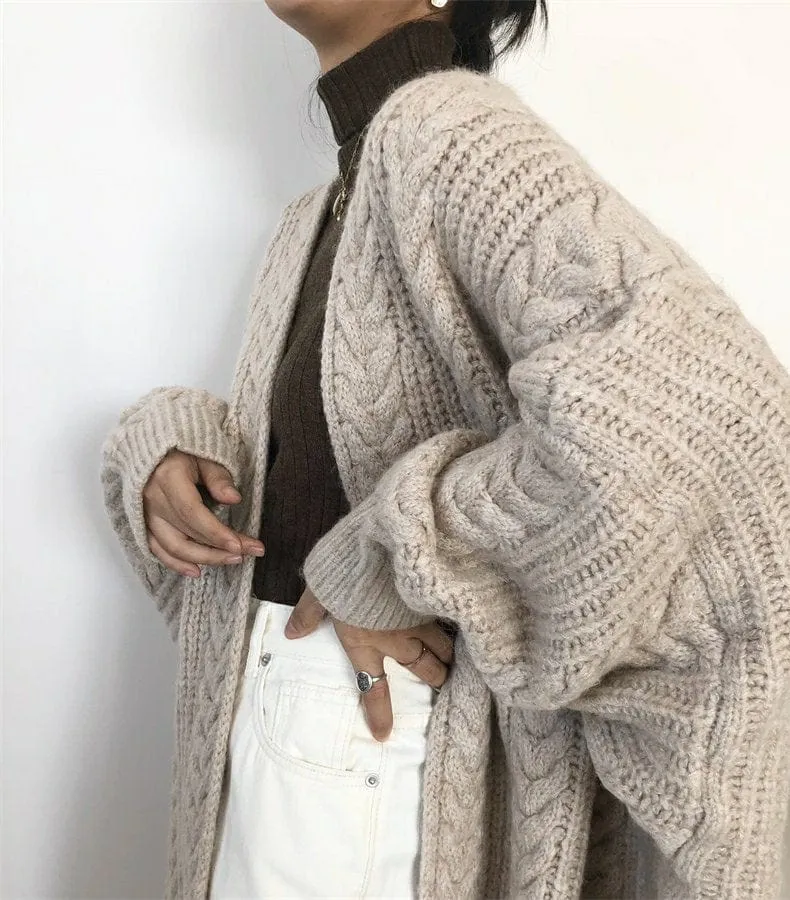 Oversized Long Knitted Cardigan