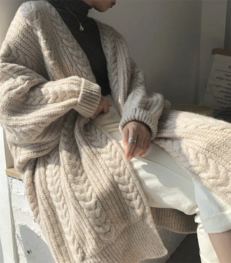 Oversized Long Knitted Cardigan