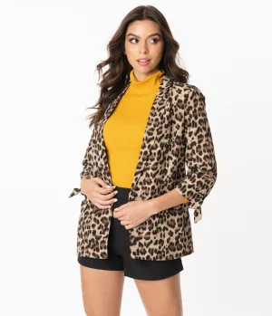 Retro Style Leopard Print Everyday Blazer