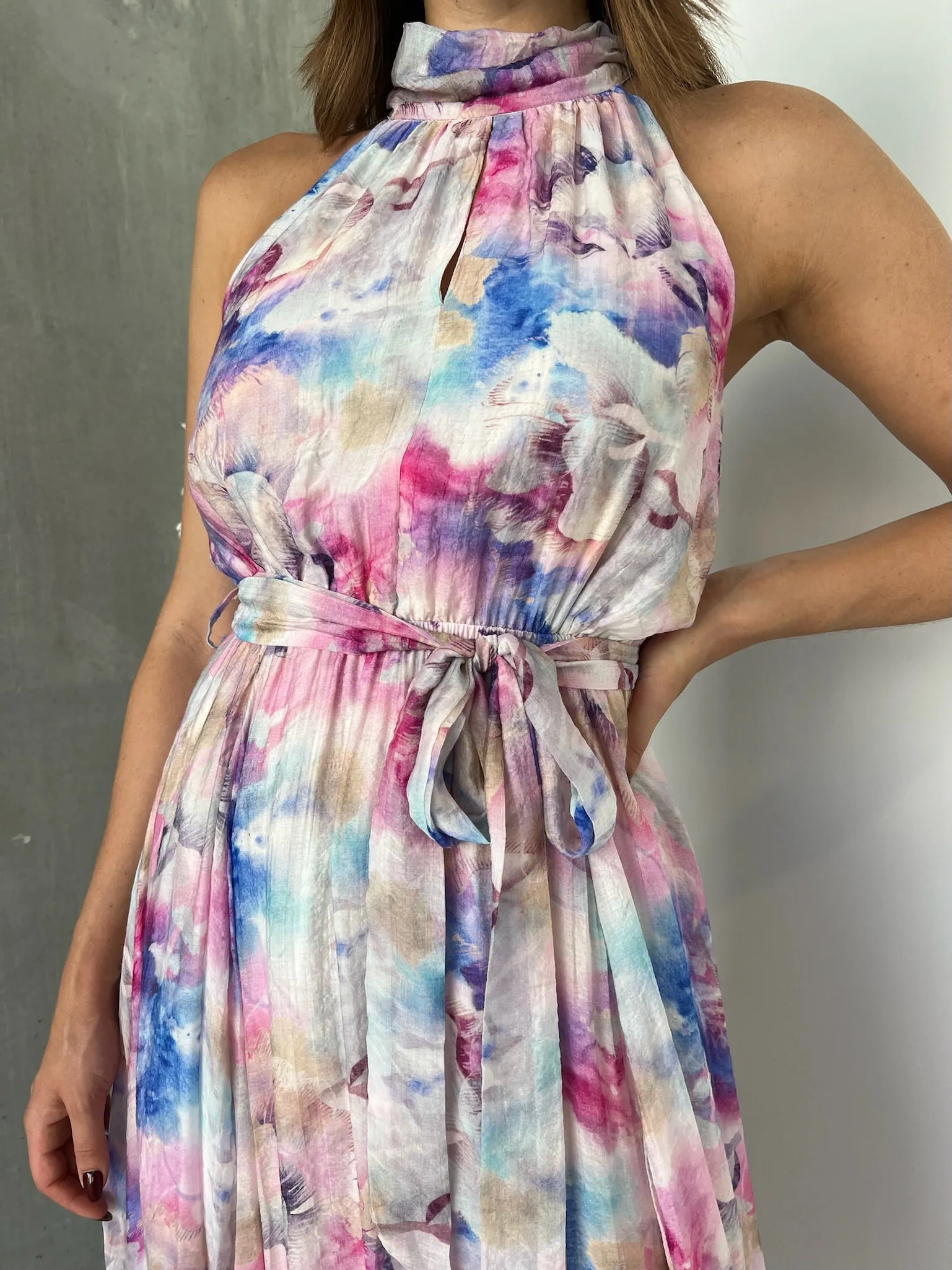 Rowan Halter Multi Water Colour Print Dress