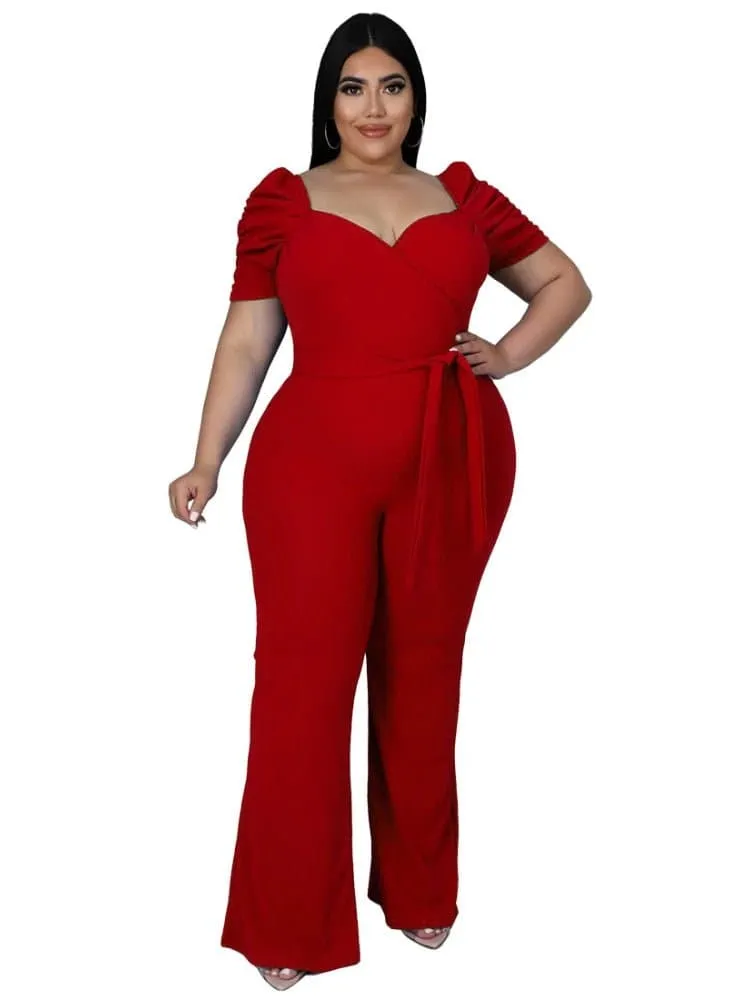 Short Sleeve Jumpsuits with Belt