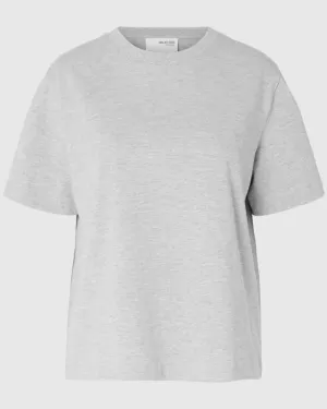 SLFESSENTIAL SS BOXY TEE | LIGHT GREY MELANGE