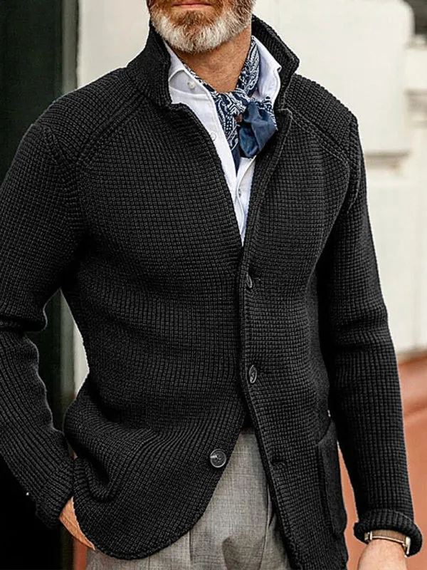 Sweater Winter Stand Collar Cardigan Foreign Trade Men's Knitted Jacket