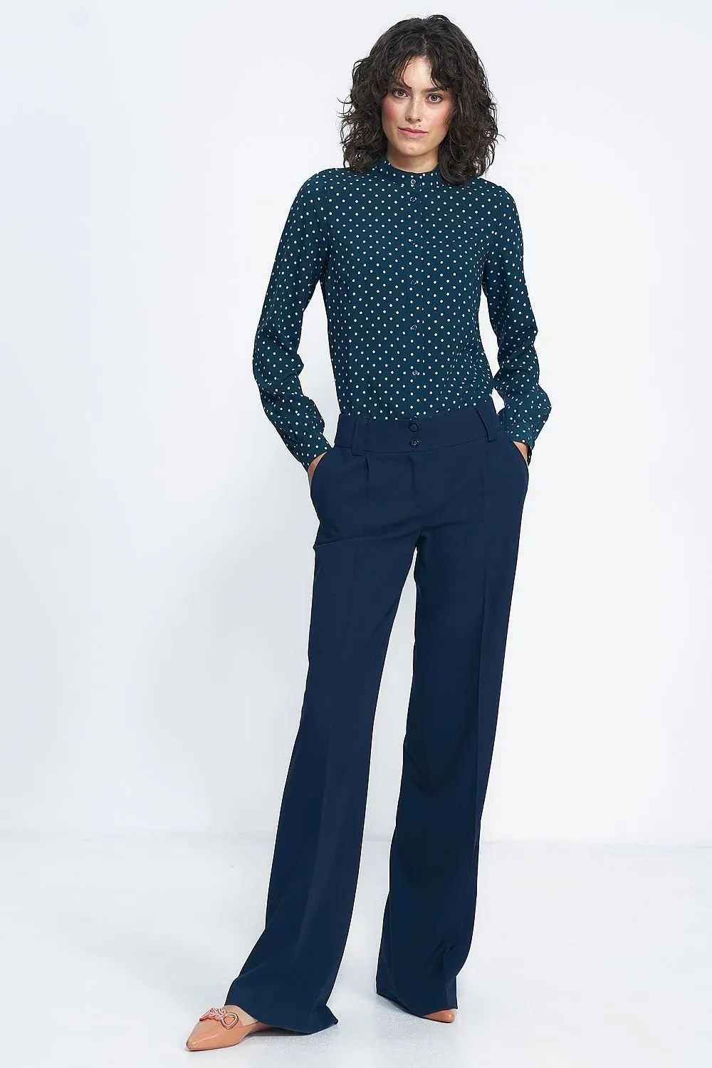 TEEK - Green Polka Button-Down Dot Long Sleeve Shirt