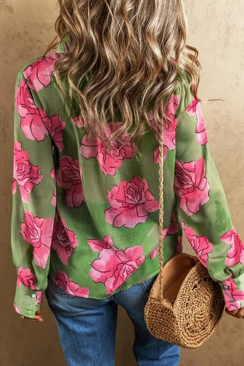 TEEK - Green Rosy Long Sleeve Shirt